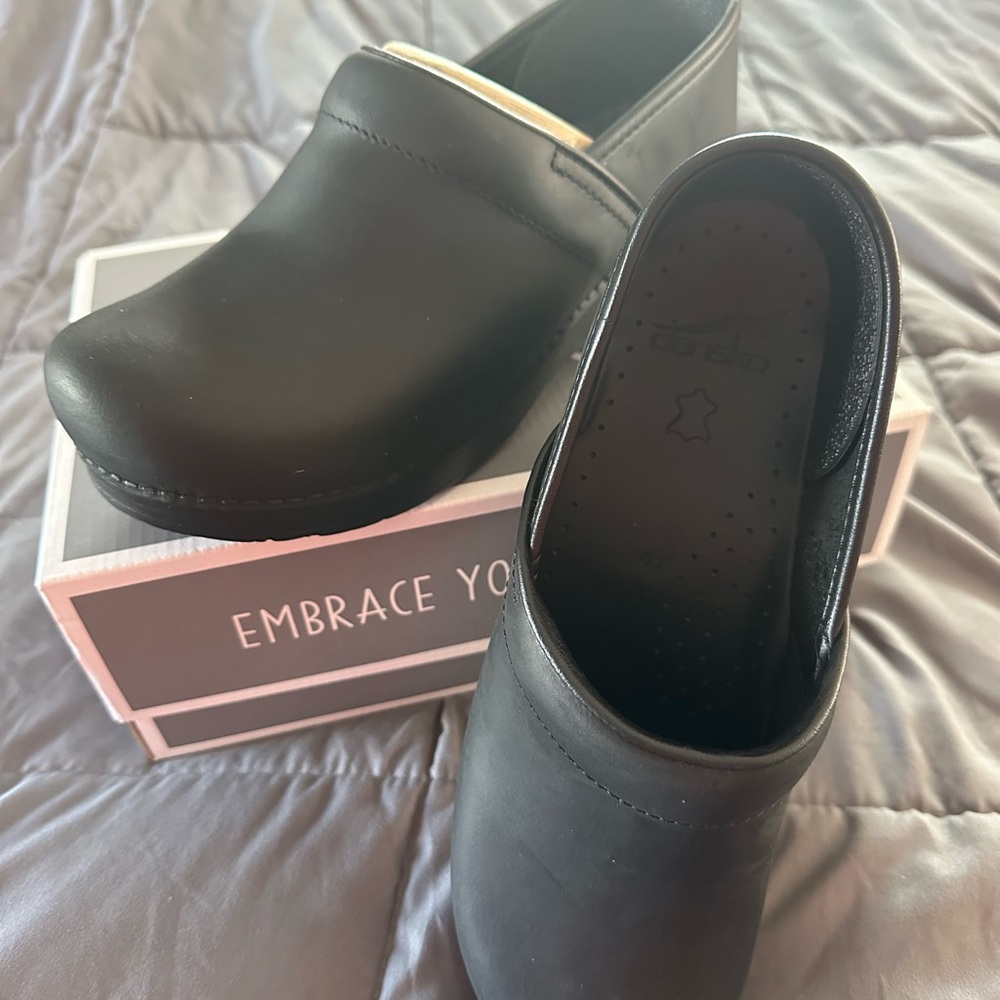 Dansko Classic Black Leather Clogs